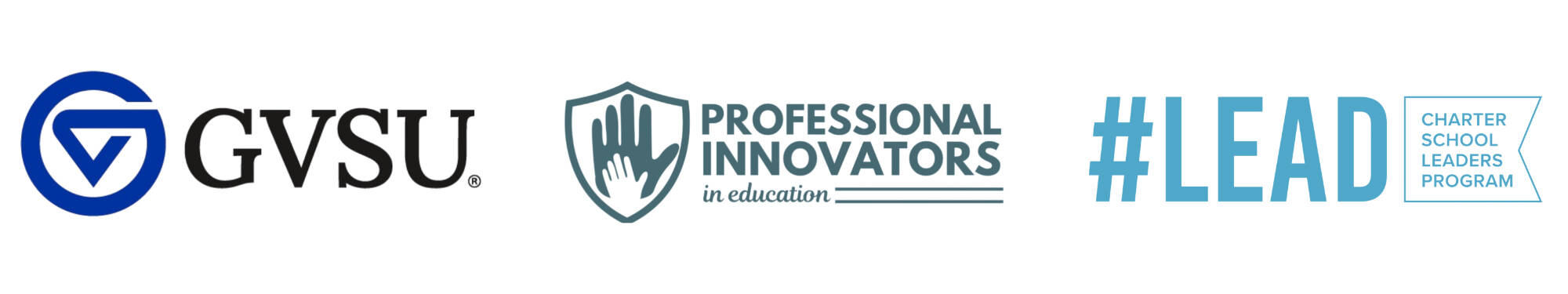 GVSU, Professional Innovators and #LEAD logos